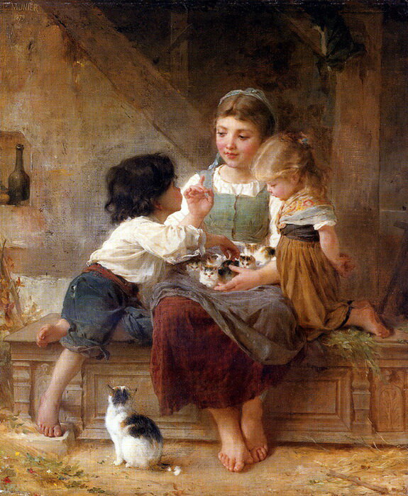 Rakuten - 油絵 Emile Munierの名作_幸せな家族　MA3197
