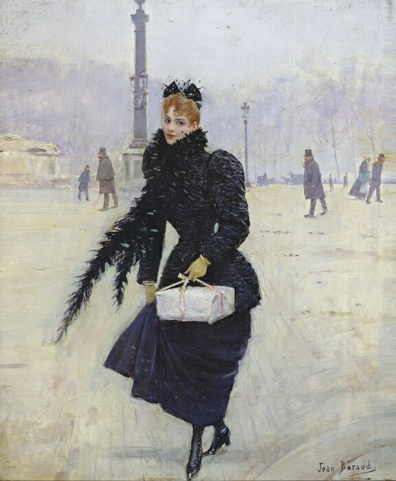 油絵 ジャン・ベローの名作_コンコルド広場のパリジェンヌ 　ma2738