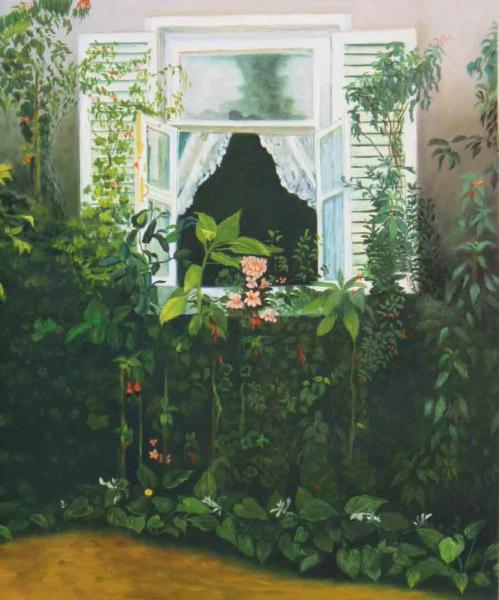 画家による油彩画です。 絵画サイズはF8号（38x46cm）、油彩額付（額指定）。 額縁見本は、カテゴリーの額縁見本をご覧下さい。 お気に入りの写真から、熟練した画家による絵画の受注制作を承っておりますので、お問い合わせ下さい。