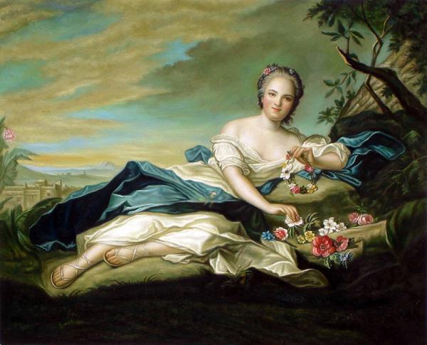 油絵 ジャン・マルク・ナティエの名作「フローラに扮したルイ15世の娘アンリエット・ド・フランスの肖像」　MA397