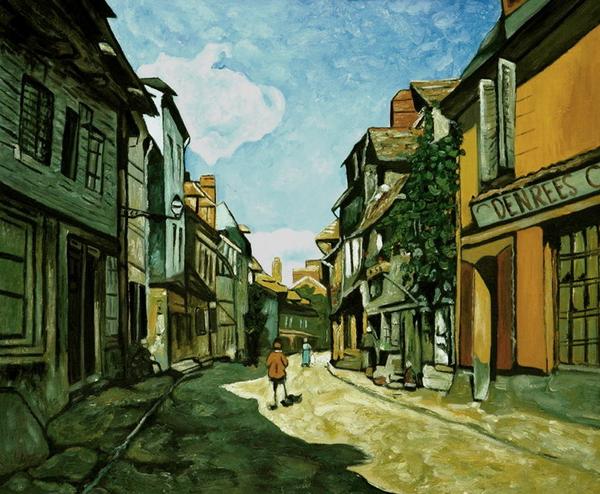 油絵 モネの名作「オンフルールのバヴォール街」　MA301