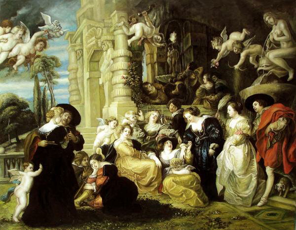 油絵　ルーベンスの名作_愛の園 ma338