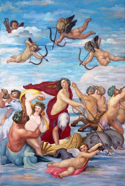 特価油絵　ラファエロの名作「ガラテイアの勝利」　ma340