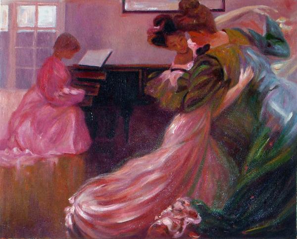 Rakuten - 特価油絵 Marius Josephの名作「ダンス・レッスン」　ma483