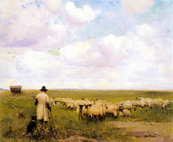 油絵 Frederickの名作_羊の帰還　MA607