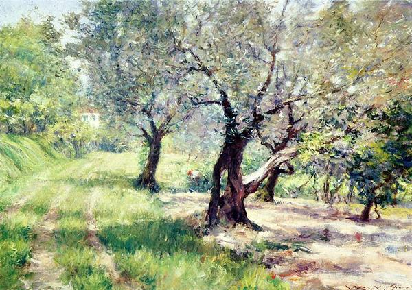 Rakuten - 油絵 William Merritt Chaseの名作_オリーブの木立　MA631