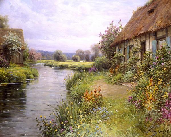 Rakuten - 油絵 Louis Aston Knight_ うねった川　MA725