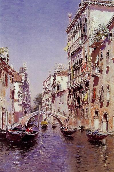 樂天商城 - 油絵 Ortega Martin Rico y_ 晴れ日のベニスの水路　MA869