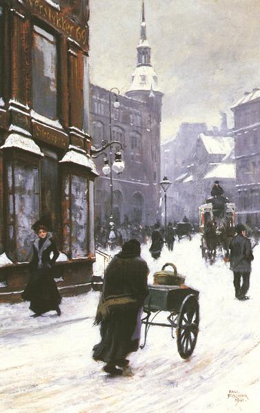 Rakuten - 油絵 Paul Gustave Fischer_ コペンハーゲンの冬の街角　MA886