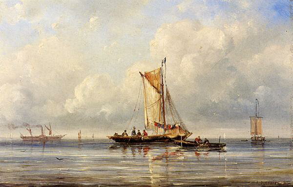 Rakuten - 油絵 Pleysier Ary_ 穏やかな釣り　MA901