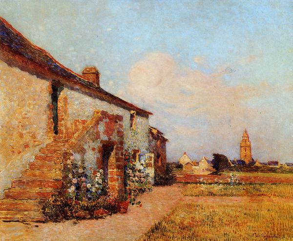 Rakuten - 油絵 Puigaudeau Ferdinand du_ ブルターニュのブルゴーニュ村　MA912