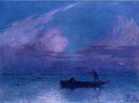 油絵 Puigaudeau Ferdinand du_ 月夜のボート MA913