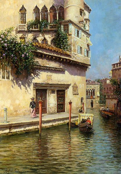乐天商城 - 油絵 Emilio Sanchez Perrier_ ベネチアの水路 MA953