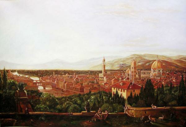 特価油絵 Thomas Coleの名作_ フィレンツェの眺め（1800年代）　ma1007