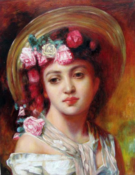 Rakuten - 油絵 Alexei Alexeivich Harlamoff_花で飾った少女　MA1022
