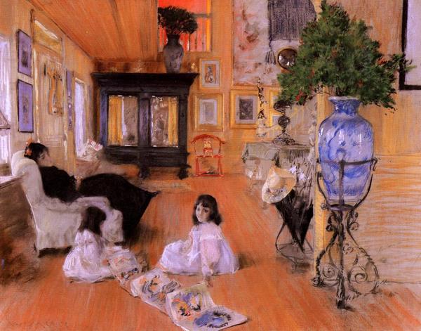 Rakuten - 油絵 William Merritt Chaseの名作_シネコックのリビングにて　ma1038