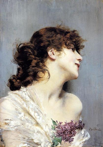 油絵 Giovanni Boldini_若い女の横顔　MA1104