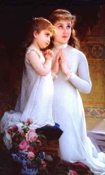 Rakuten - 油絵 Emile Munierの名作_二人の少女の祈り　MA1140