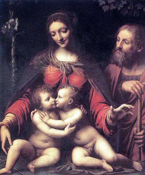 Religious - 油絵 Luini Bernardino_聖なる家族 ma1247