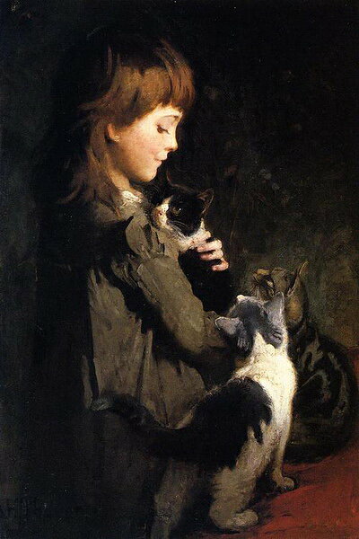 乐天商城 - 油絵 Abbott Handerson Thayer_可愛い子猫　MA1450
