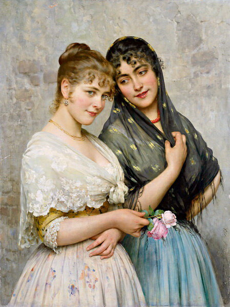 乐天商城 - 油絵 Eugen von Blaas_ 二人のベネチア女性 ma1510
