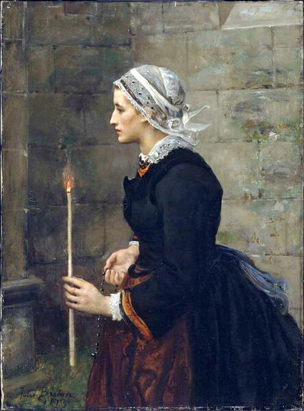Rakuten - 油絵 Jules Breton_ ろうそくを持つ女　MA1587