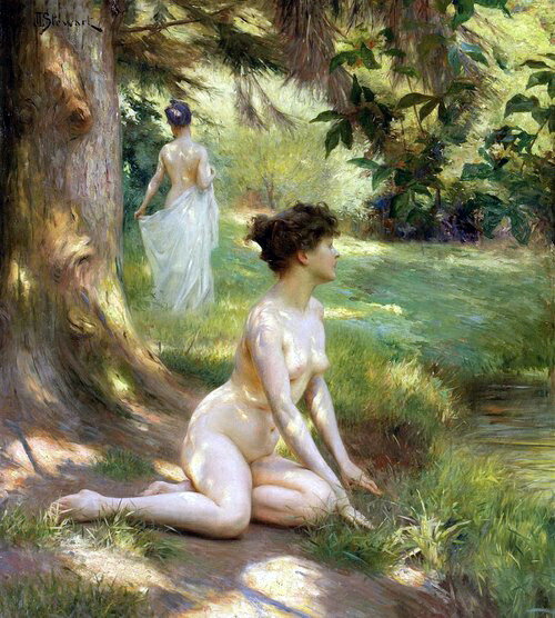 Rakuten - 油絵 Julius LeBlanc Stewart_ 日光浴　ma1588
