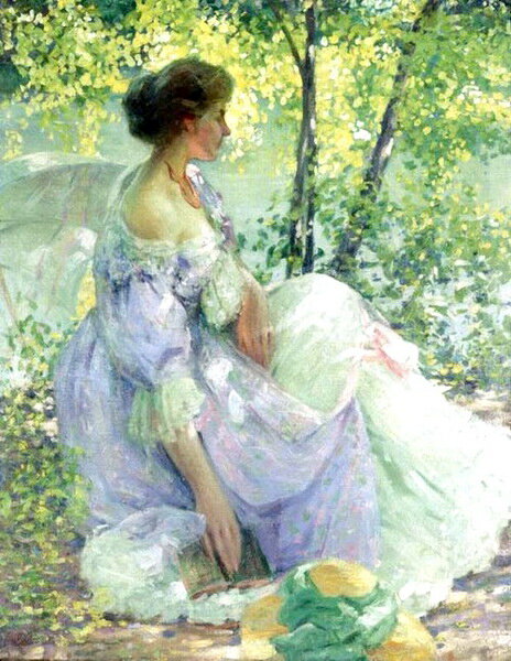 Rakuten - 油絵 Richard Edward Miller_ 庭園にて　MA1635
