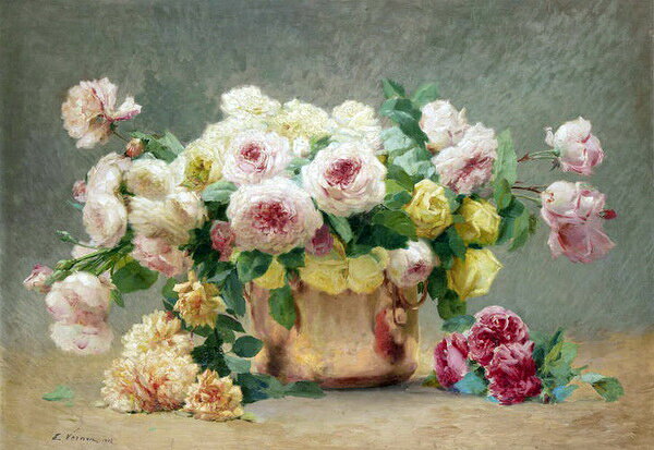 乐天商城 - 油絵 Vernon Emile_ 花瓶の花　ma1653