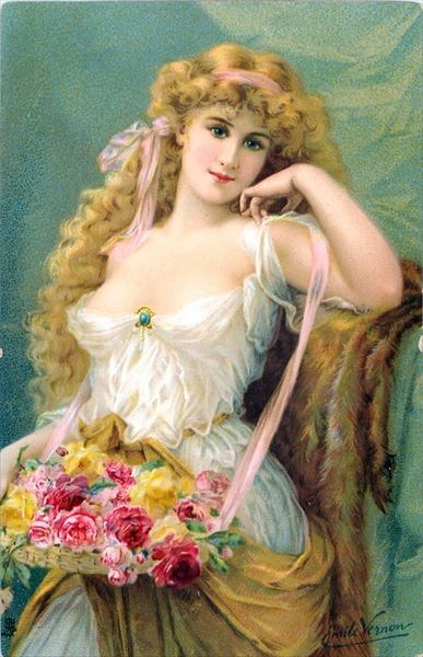Rakuten - 油絵 Vernon Emile 花と女　MA1657