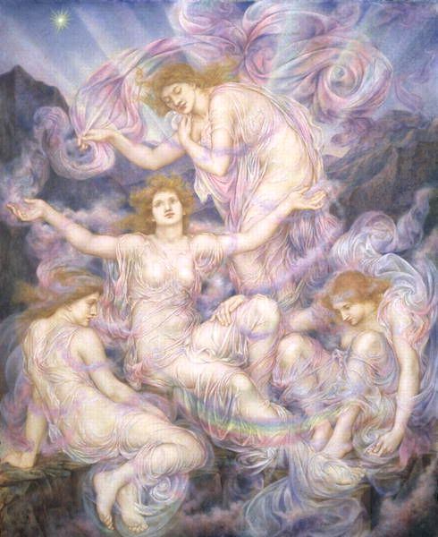 油絵 Evelyn de Morgan_ 霧の中の娘たち　ma1697