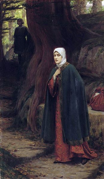 油絵 Edmund Blair Leighton_ 森での逢引　MA1723