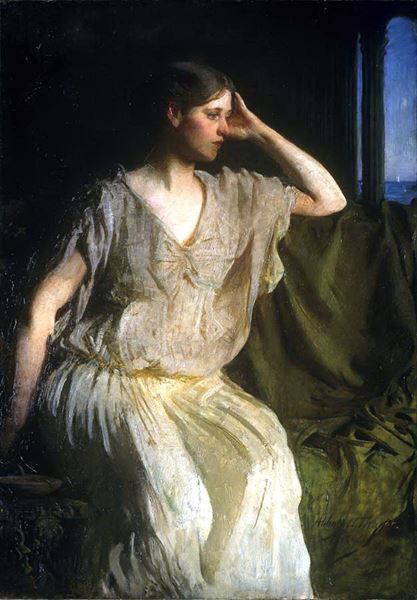 油絵 Abbott Handerson Thayer - ギリシャ風衣装の女　MA1758