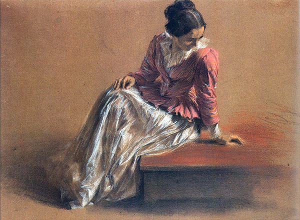 乐天商城 - 油絵　Adolph von Menzel_座る女　ma1762