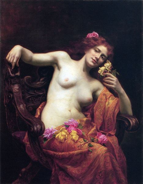 油絵 Alice Kaub-Casalonga - バラと裸婦　MA1791