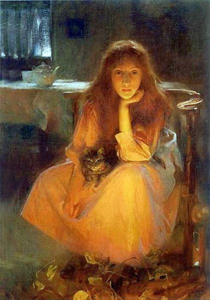 Rakuten - 油絵 Arthur Hacker - 暖炉　ma1837