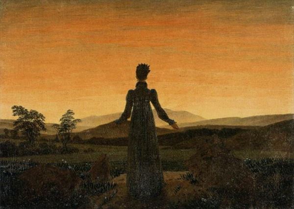 油絵 Caspar David Friedrich_日の出前の婦人　ma1881