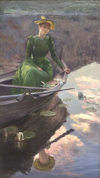 Rakuten - 油絵 Christian Skredsvig _湖の夕刻　MA1906