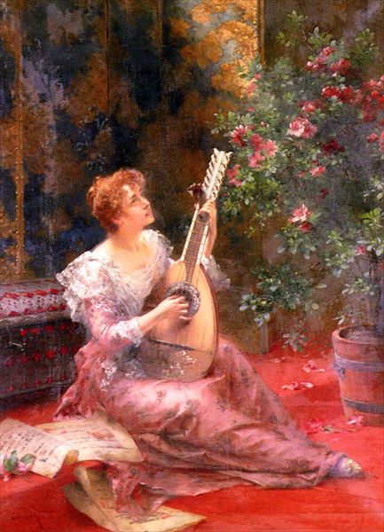 樂天商城 - 油絵 Conrad Kiesel_ リュート奏者　MA1913