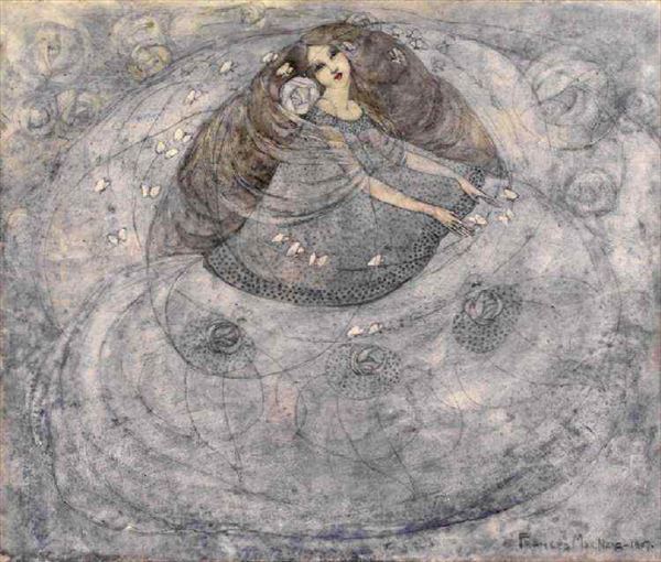 乐天商城 - 油絵 Frances MacDonald_ 少女と蝶　MA2000