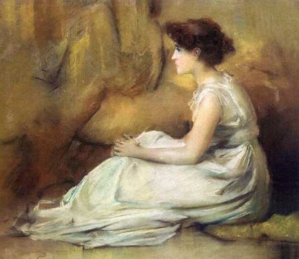 乐天商城 - 油絵 Francis Coates Jones_ 白衣装の女　MA2006