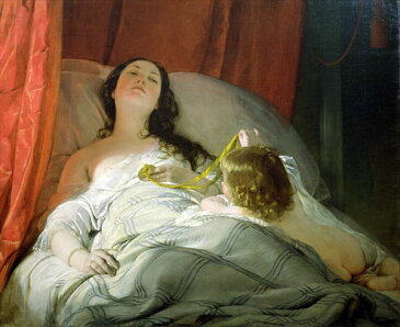 油絵 Friedrich von Amerling_ 睡魔