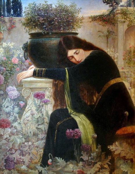 油絵 George Henry Grenville Manton_ イザベラとバジルの壺　MA2069