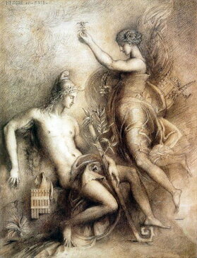 油絵 Gustave Moreau_ ヘシオドスとムーサ