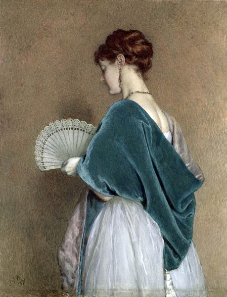 Rakuten - 油絵 John Dawson Watson_ 扇子を持つ婦人　MA2194
