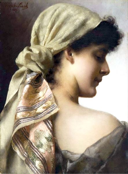 Rakuten - 油絵 Joseph Lieck_ スカーフの女　MA2228