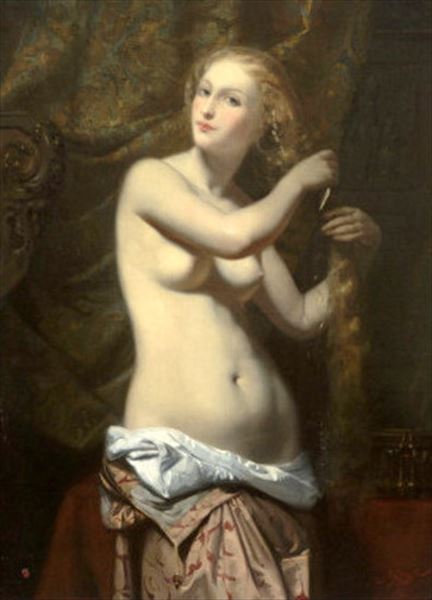 Rakuten - 油絵 Jules-Claude Ziegler_ 髪をほぐす女　MA2235