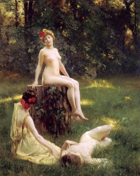 Rakuten - 油絵 Julius LeBlanc Stewart_ 森の中の出来事　ma2240