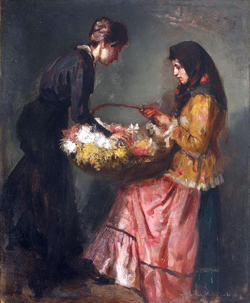 樂天商城 - 油絵 Nicolae Vermont_花売りの女　MA2301