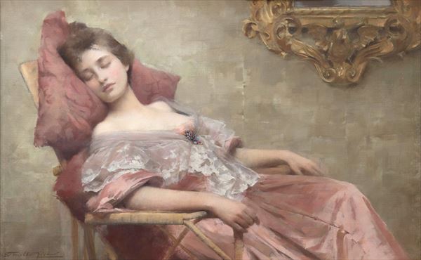 樂天商城 - 油絵 Samuel Melton Fisher_眠り　MA2373